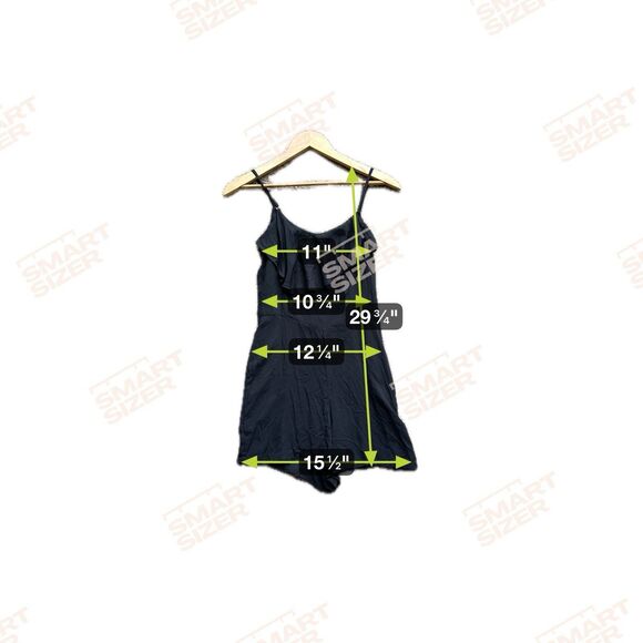 Abercrombie & Fitch Ruffle Romper Black XS Micro Short Spaghetti Strap Travel - Picture 12 of 14